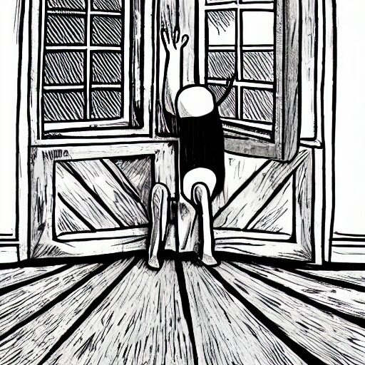photography, cartoon, monster, window, wood floor 