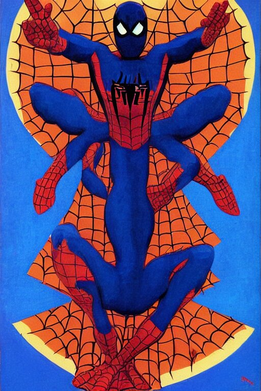 spiderman, marvel, artwork by nicholas roerich