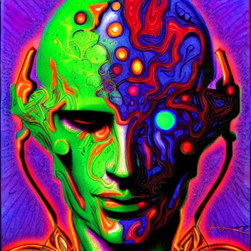 psychedelic organic cyborg, art by albert aublet 