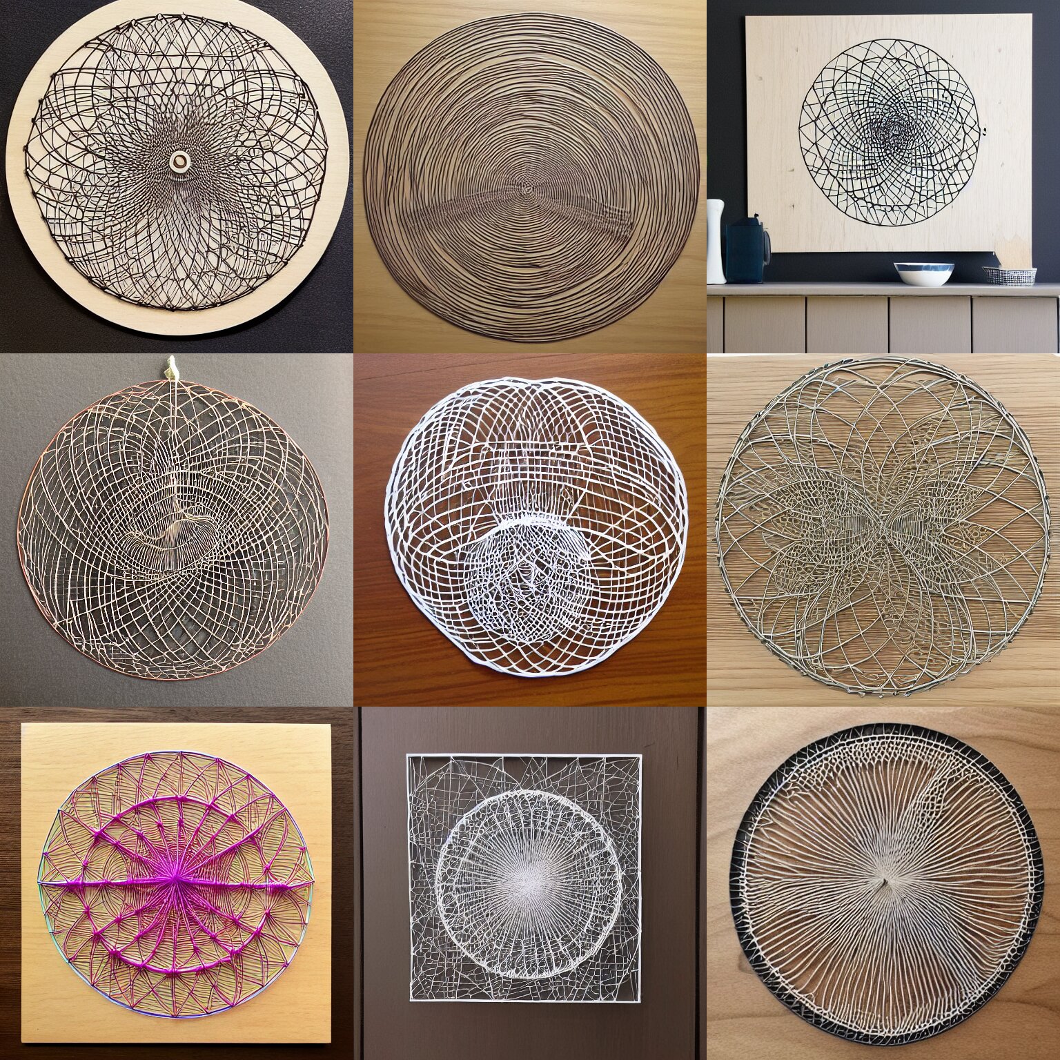 chicken intenstines spirograph string art new york skyline 