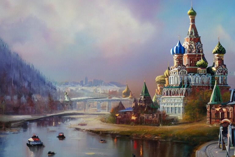 beautiful russia of the future, oil painting, trending on artstation