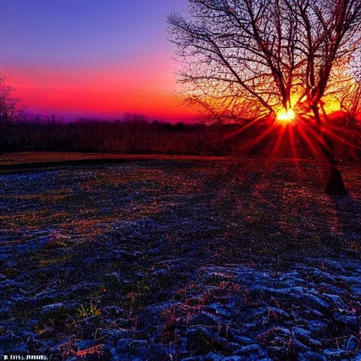 the first light of dawn breaking after a long cold night with the darkness melting away as the vibrancy of the star generates new life
