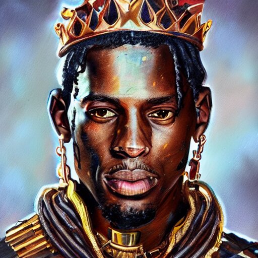 concept art of travis scott as a king, artstation, hyperdetalied, 8 k, high quality, 