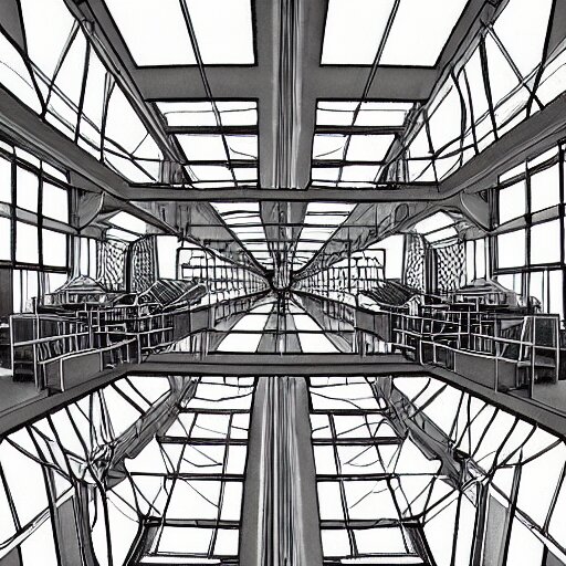 scientific laboratory interior in the style of escher!!!!!! 