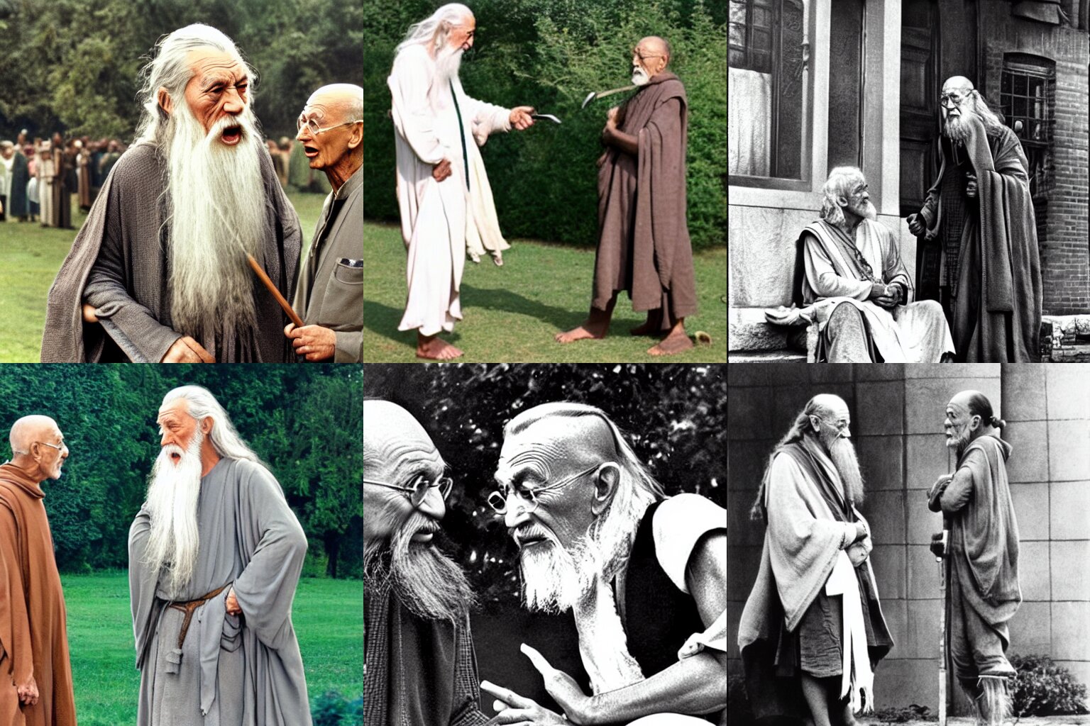 gandalf having an argument with ghandi 