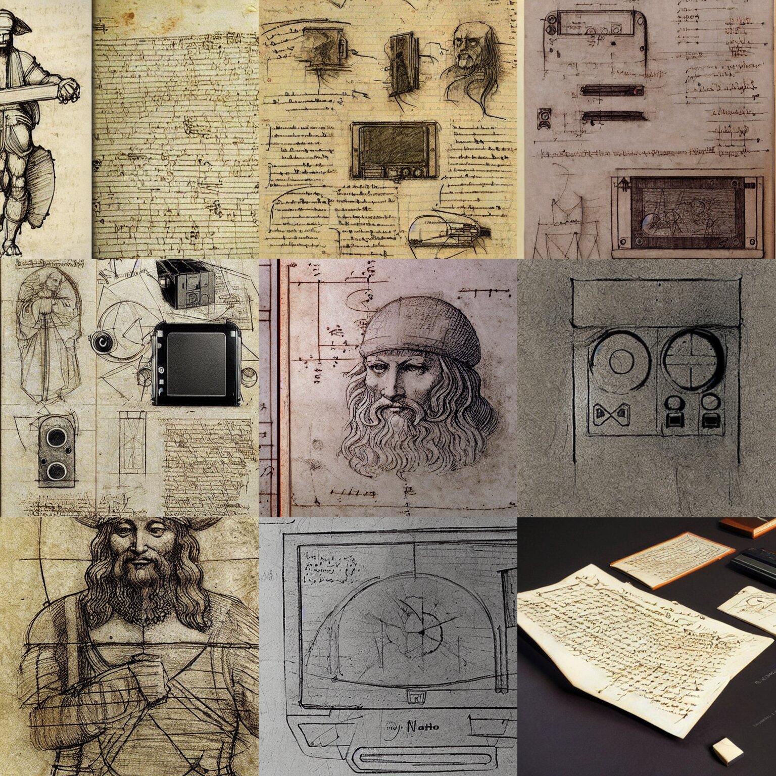 Early sketches and schematics of Leonardo Da Vinci's notes of the Nintendo Switch