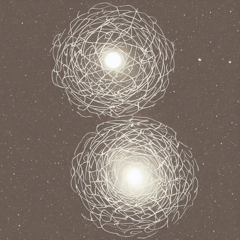 a star inside atom and colony formed around it, art station, conceprt art 