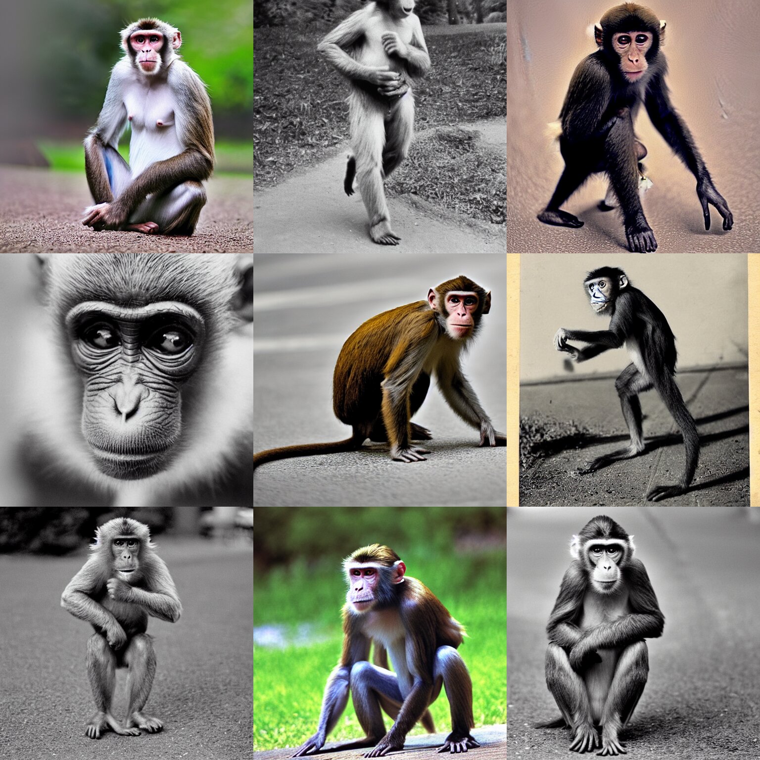 an old photo of a monkey wearing a jogging