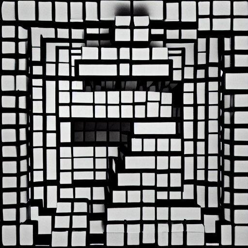 rubricks cube, art by mc escher, black and white 