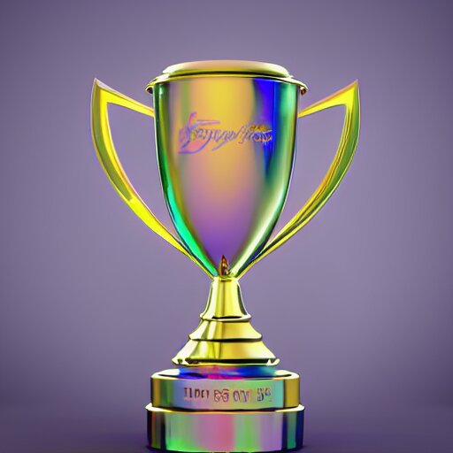 A gorgeous 3D render of an iridescent trophy, Dribbble 4k