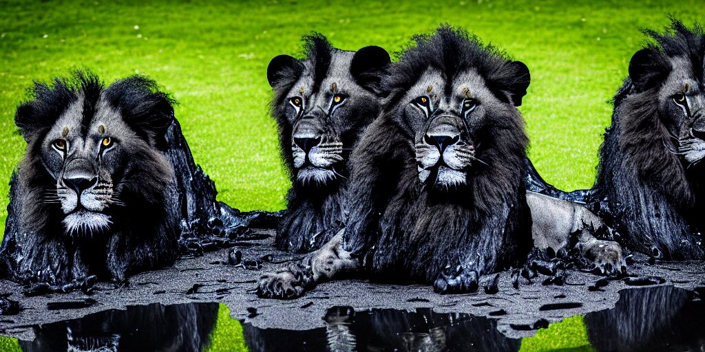 Lions with black neon 