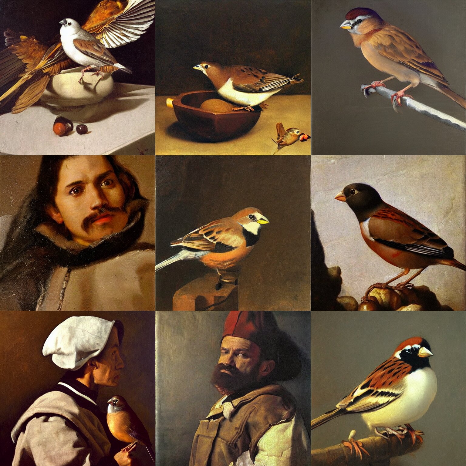 art by diego velazquez, artstation, an oil paiting of a sparrow, oleo, highly detailed, sharp focus 