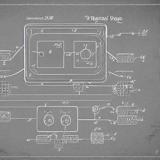 a piece of toast is in the style of a circuit diagram, product patent, labels, detailed technical drawing 