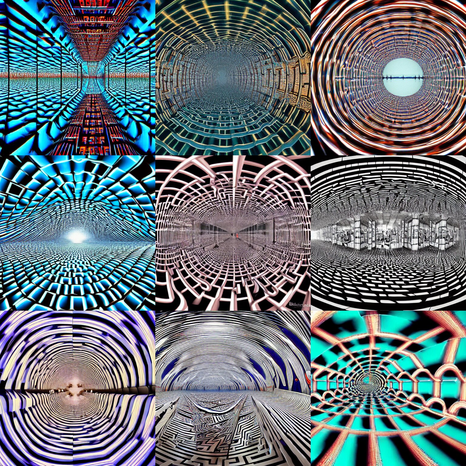 distorted perspective extremely detailed movie still of a distorted mirror maze by denis villenueve, ultra wide angle, trippy, wavy, 4 d 
