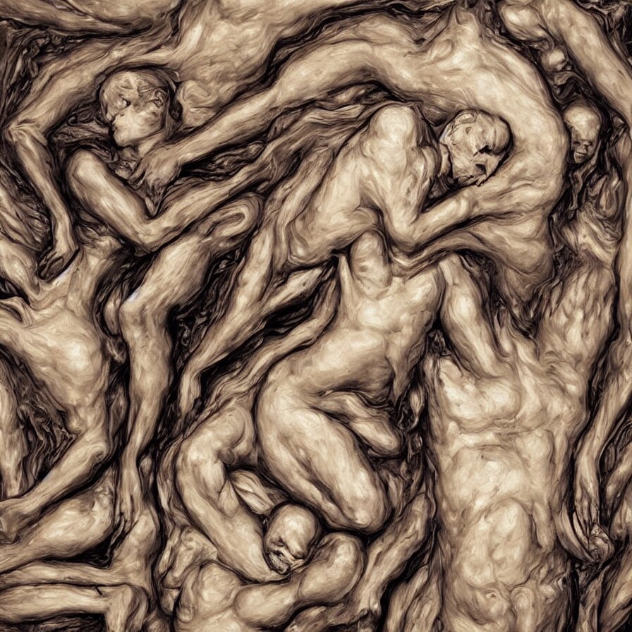 human bodies melted and fused to each other, creating a masterpiece 