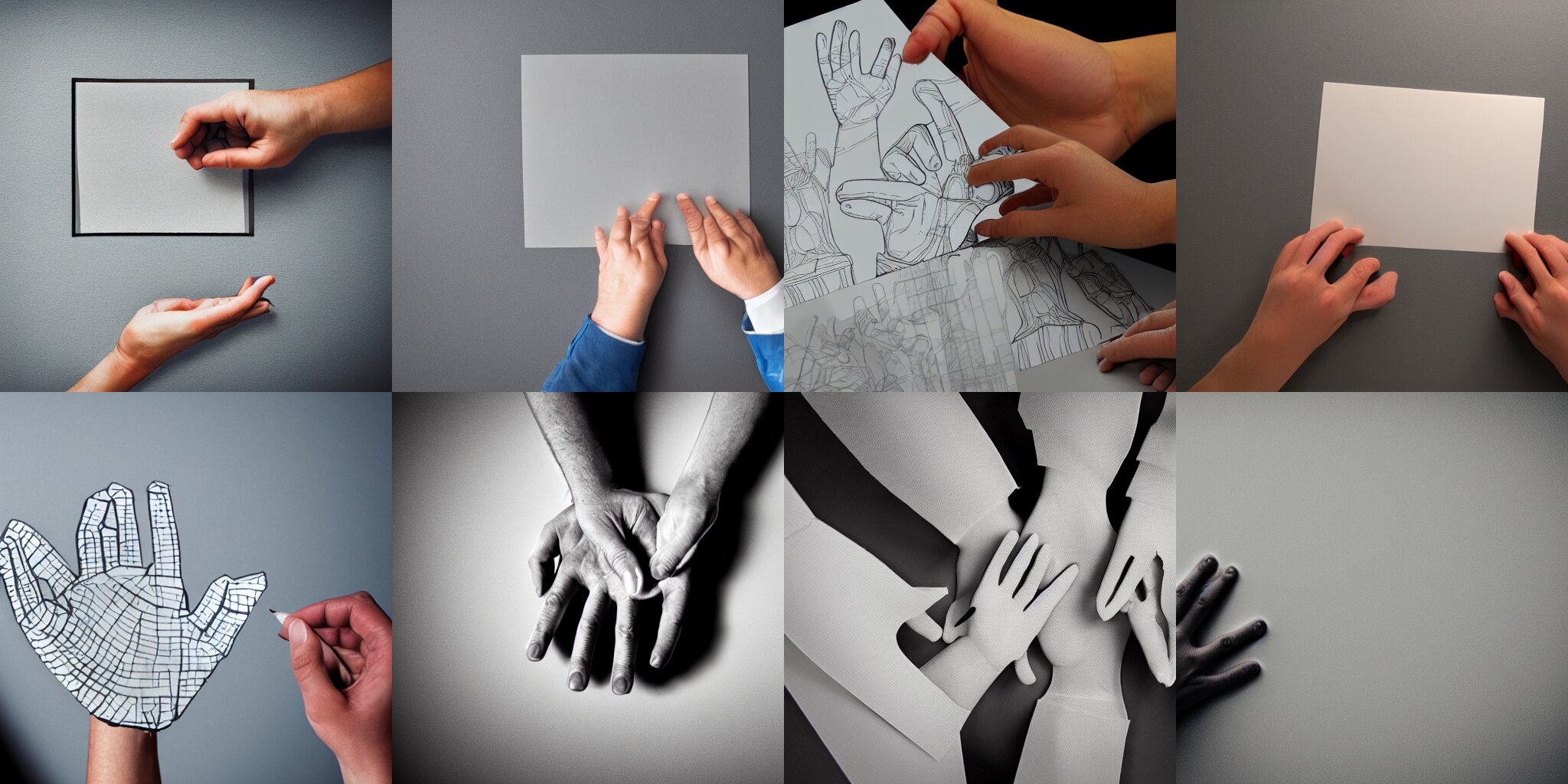 hands made out paper, paper hands, transparent, highly detail, hdr, card board, dimly lit 