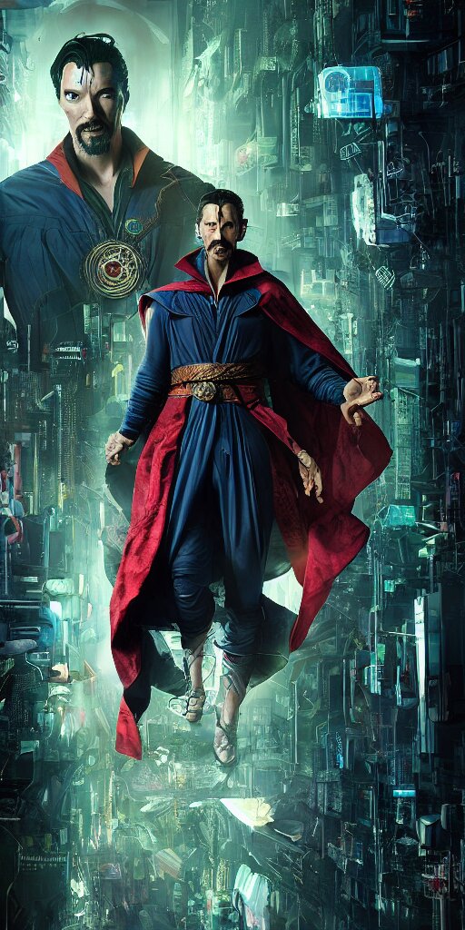 cyberpunk, dr strange, photograph, cyborg, robot,, cinematic,