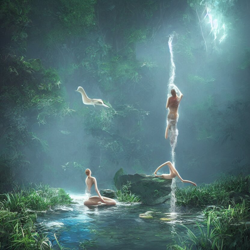 tranquil freedom, the spirit of life, submerging wisdom in the ecosystem digital painting by Beeple and CGSociety