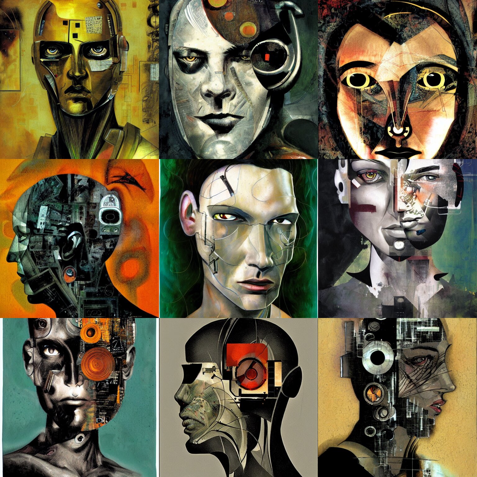cyborg portrait, by dave mckean 