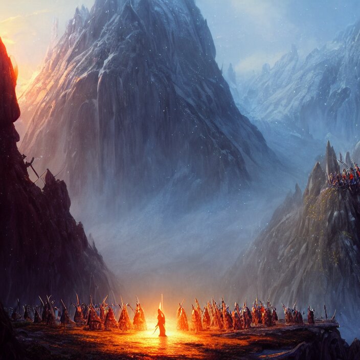 Authentic illustrations of In The Lord of the Rings, the armies of dwarves and elves fight together against the army of orcs,Magnificent super wide angle,high quality, 8k,high resolution, city landscape, side scrolling, 4K, Retrofuturism,by makoto shinkai,Anton Fadeev, thomas kinkade,greg rutkowski