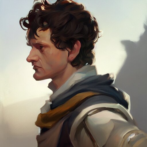Greg manchess portrait painting of frodo beutlin as overwatch character, medium shot, asymmetrical, profile picture, organic painting, sunny day, matte painting, bold shapes, hard edges, street art, trending on artstation, by huang guangjian and gil elvgren and sachin teng
