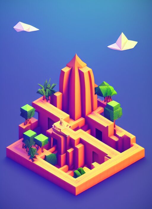 a low poly isometric render of a kerala village in the style of monument valley, intricate, elegant, highly detailed, artstation, smooth, sharp focus, illustration, art by artgerm, octane render, aesthetic, symmetrical geometry, 8 k 