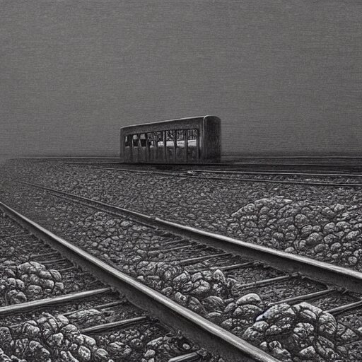 Train. Vacant. Desolation. Unsettling. Zdzisaw Beksinski