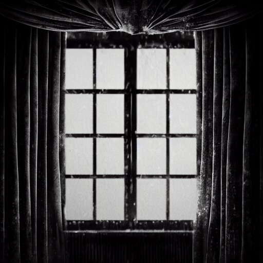 photo of the inside of a dark old rainy bedroom window at night with the curtains pulled back, dimly lit creepy | screaming face of donald trump staring in and pressing his bloody face and hands against the window, horror, scary face, demonic face, 