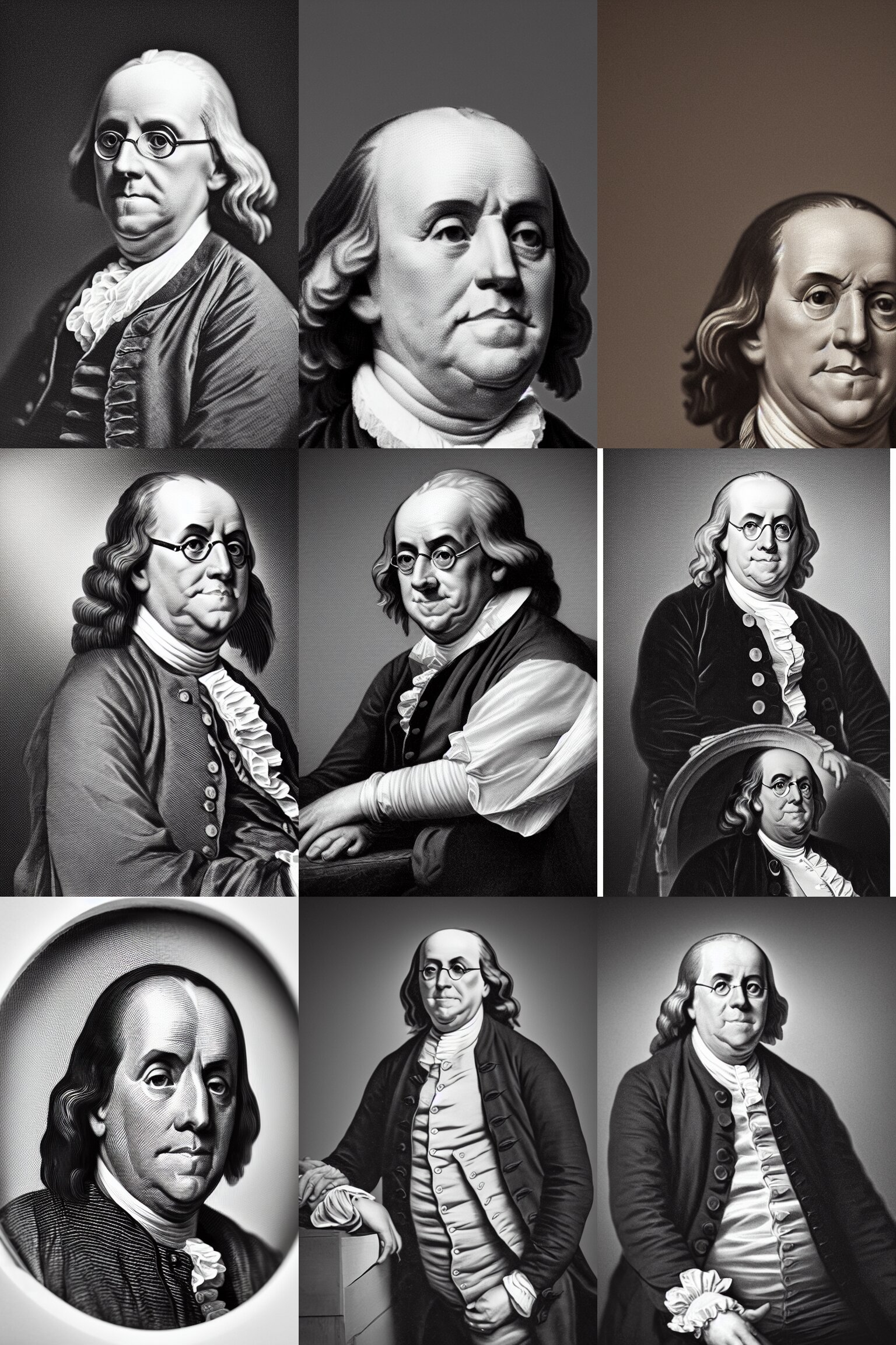 modern photo of benjamin franklin. dslr, 5 0 mm, f / 2. 8, studio lighting 