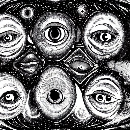 Illustration of the sky with many eyes looking at us