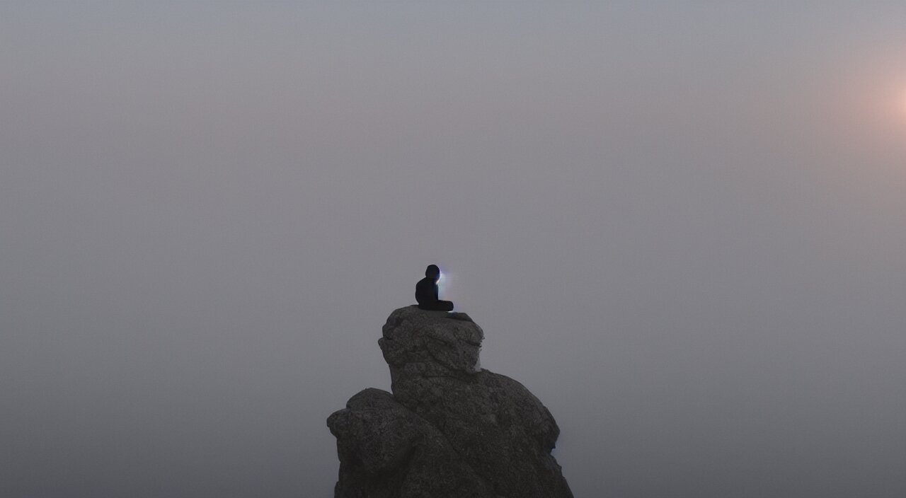 A person standing at mountain 