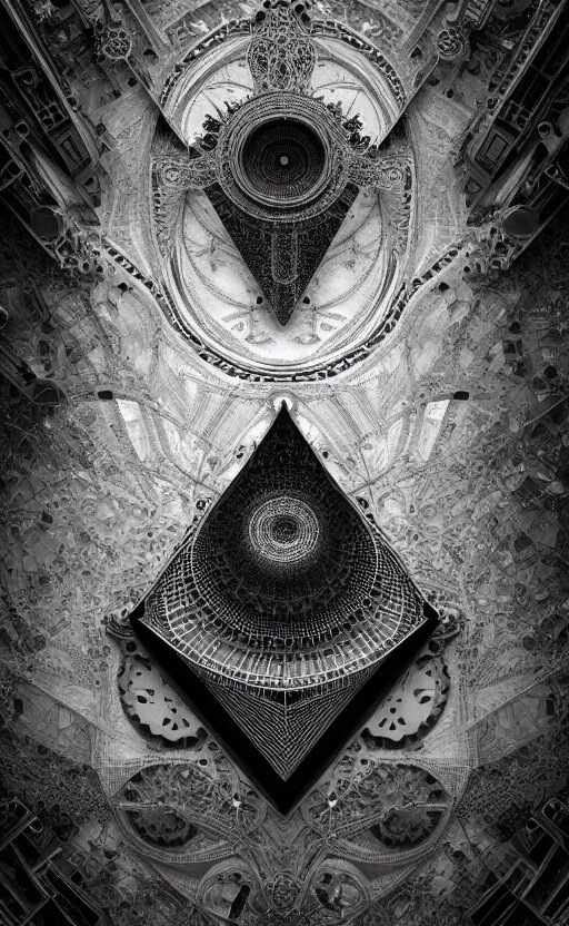 black and white 3D geometry, highly detailed, intricate steampunk ornate, poetic, 3D render, digital art, octane render, 8K artistic photography, photo-realistic, by Dora Maar