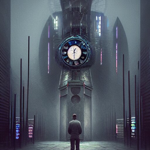 instead of a cyberpunk looking man, have the clock be a giant mutant rabbit head