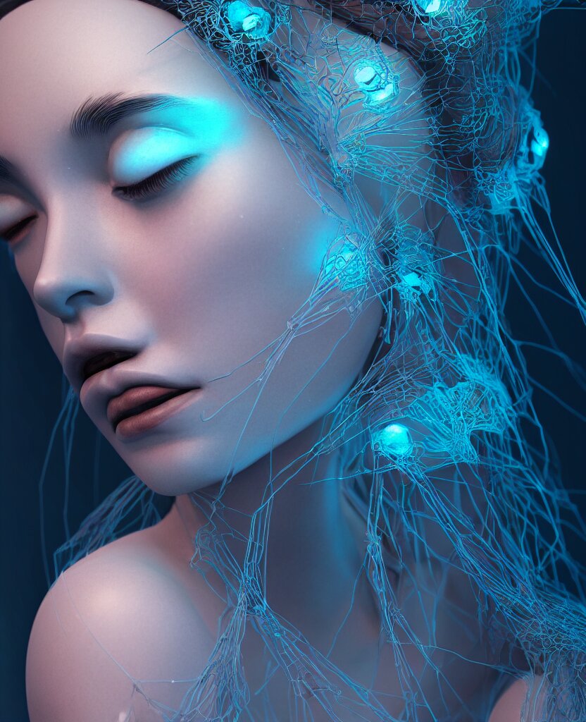 goddess close-up portrait, giant spider queen, bioluminiscent, intricate artwork by Tooth Wu and wlop and beeple. octane render, trending on artstation, greg rutkowski very coherent symmetrical artwork. cinematic, hyper realism, high detail, octane render, 8k
