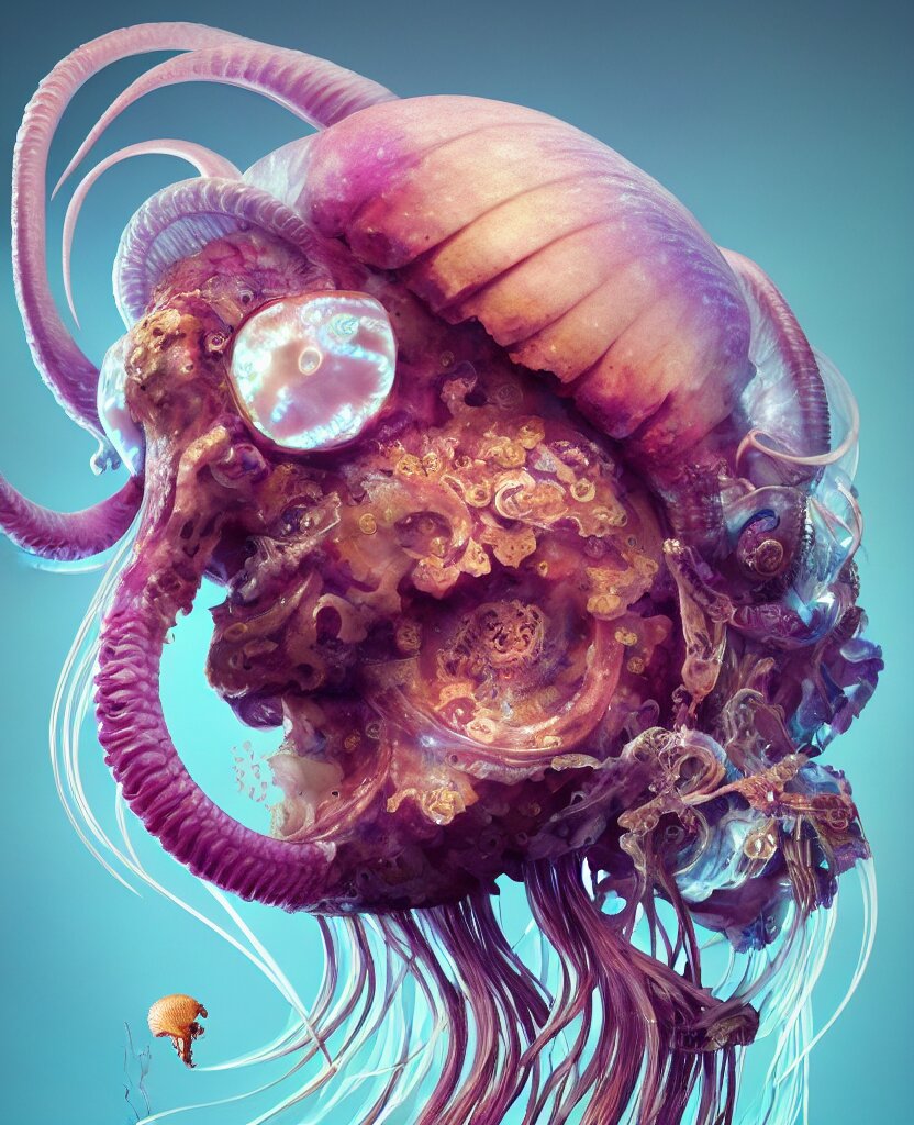 goddess close-up portrait ram skull. jellyfish phoenix head, nautilus, orchid, ram skull, betta fish, bioluminiscent creatures, intricate artwork by Tooth Wu and wlop and beeple. octane render, trending on artstation, greg rutkowski very coherent symmetrical artwork. cinematic, hyper realism, high detail, octane render, 8k