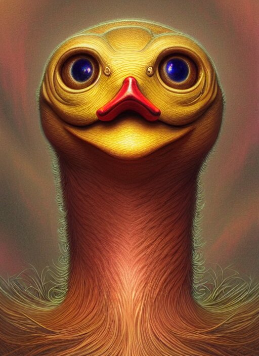 Peacock face changes to yellow cat and showing its teeth outside 