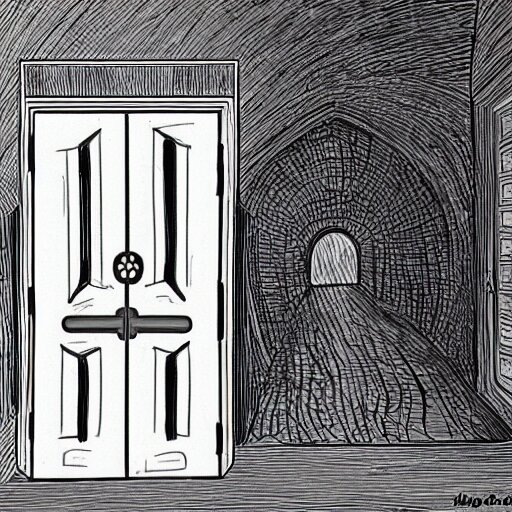 Last door that leads to the universe, drawn Hyper realistic.