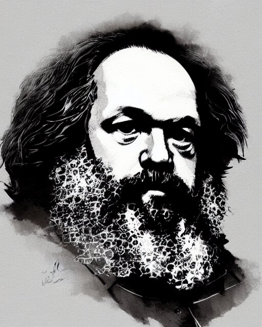 portrait of a karl marx, concept art, sumi - e style, artstation, trending, highly detailed, smooth, focus, art by yoji shinkawa 
