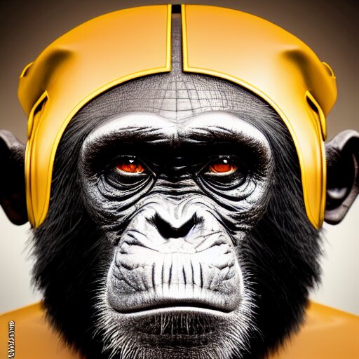 Portrait of chimpanzee general wearing mirrorshades and a futuristic leather uniform, photorealistic, highly detailed, cinematic lighting, volumetric lighting
