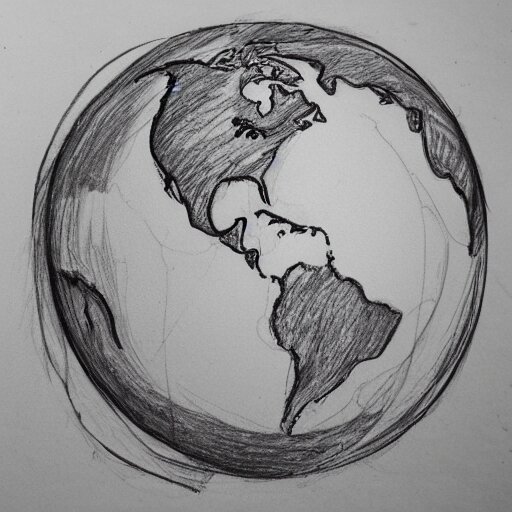 globe earth colourfull sketch