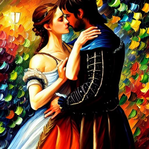highly detailed painting of shakespeare's romeo and juliet, last scene. intricate, high quality oil painting artstyle, in the style of leonid afremov, deviantart, figurative art, deviantart, ilya kuvshinov, lovecraftian, very detailed face, portrait 