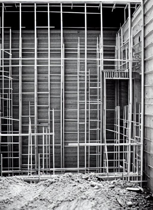 a beautiful realistic photo of the construction site, storage outside, street 1 9 9 0, life magazine reportage photo 