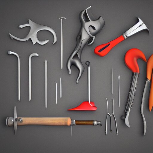 tools for birds, high quality digital render 