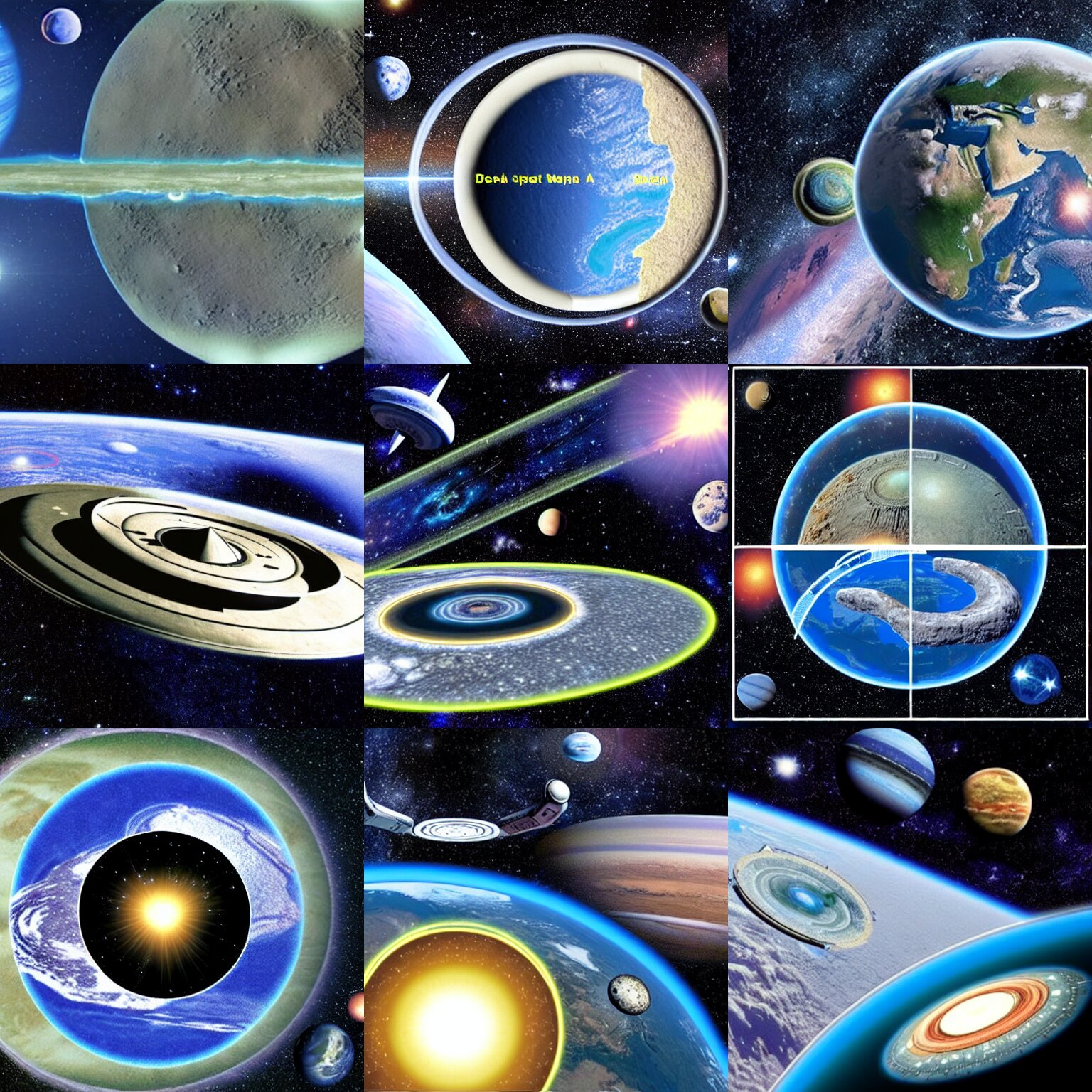 a photo of the flat earth with deep space nine nearby, star trek ds 9, flat earth theory 