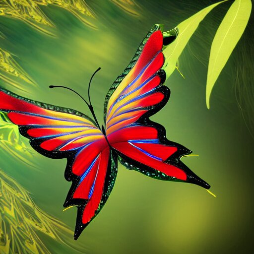 wild nature photograph of a mecha square fractal butterfly flying in the rainforest, photorealistic photograph cinematic lighting intricate detailed 8 k resolution 