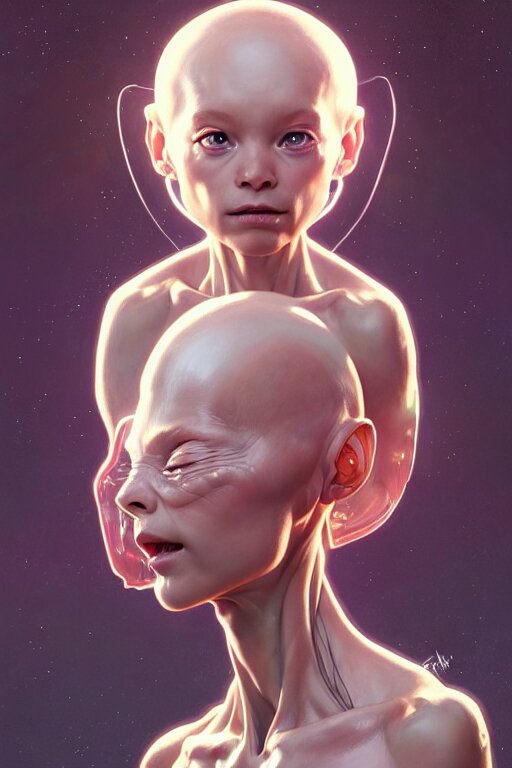 clear portrait of a baby alien, cottagecore!!, background hyper detailed, character concept, full body, dynamic pose, intricate, elegant, highly detailed, digital painting, artstation, concept art, smooth, sharp focus, illustration, art by artgerm and greg rutkowski and alphonse mucha 