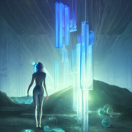beautiful glowing cubes all interconnected to each other with tubes, atmospheric lighting, intricate, volumetric lighting, beautiful, sharp focus, ultra detailed, in the art style of bowater, charlie, brom, gerald, lake baikal in the background, astrophotography 