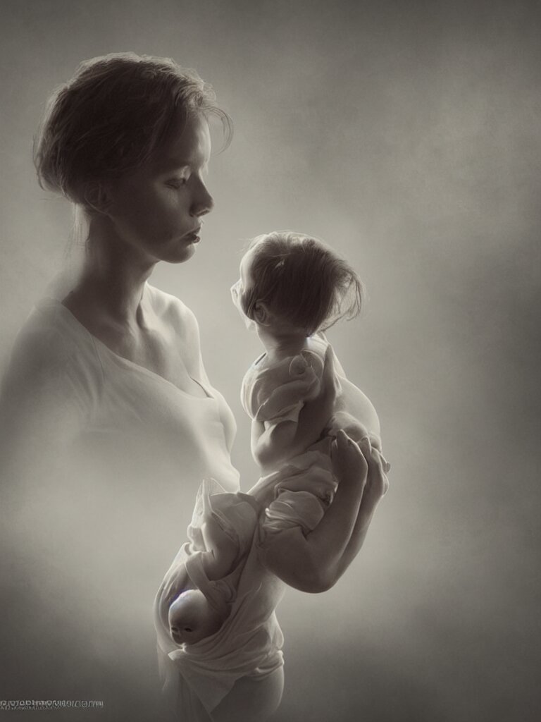 motherhood, concept art, dramatic lighting, blunt borders, rule of thirds 