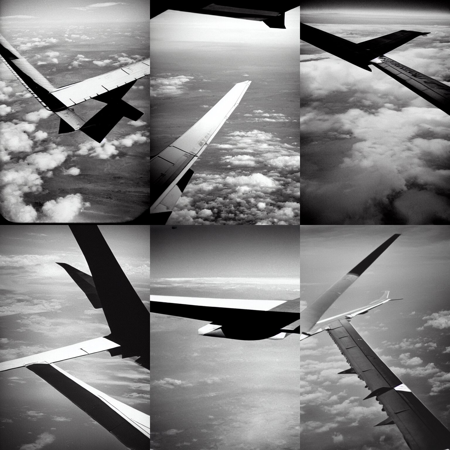 grainy film photo of a monster on the wing of a plane in mid-flight, taken from the window, scary, creepy, high quality