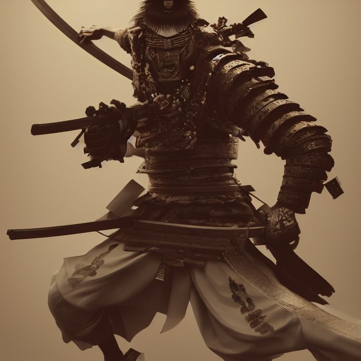 a samurai firing a machine gun, au naturel, intricate, hyper realise, digital art, artstation, concept art, smooth render, sharp focus, ian sprigger, popularity choi, nixeu 